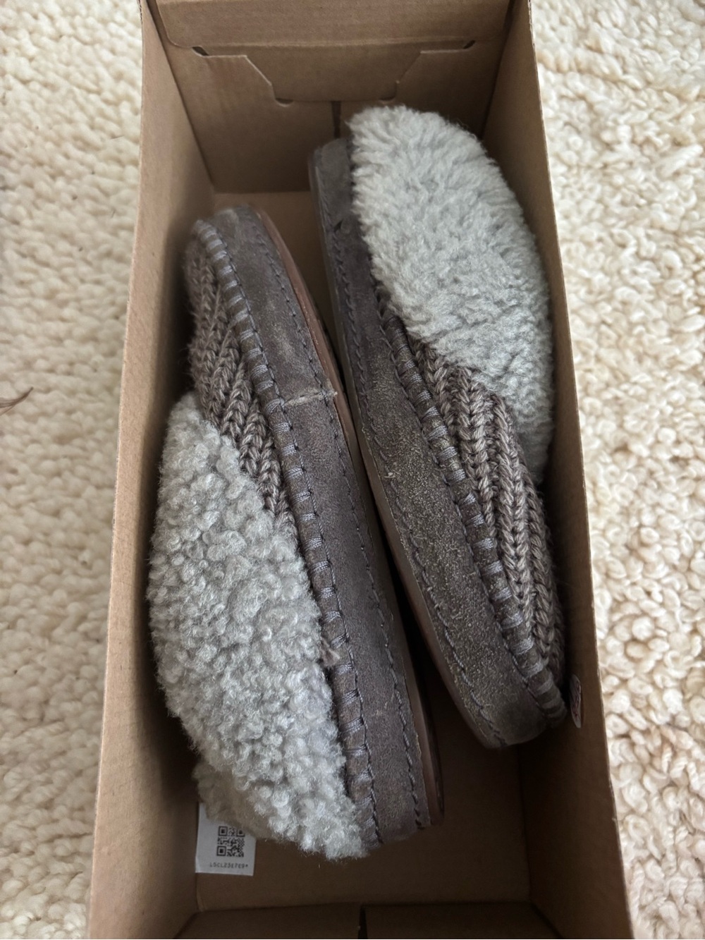 Cozy Faux-Shearling Knit Slippers in Taupe
